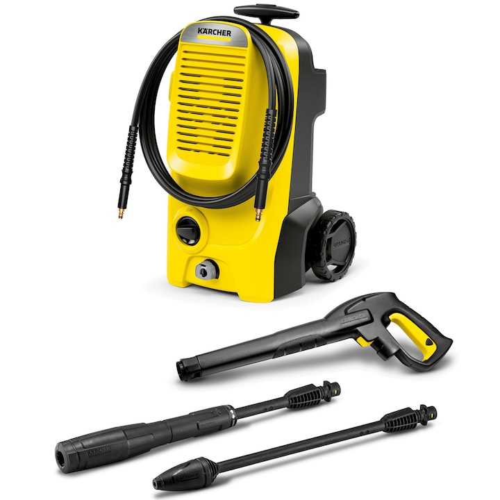 Aparat de spalat cu presiune Karcher K 5 Classic, 2100 W, debit max 500 l/h, presiune maxim 145 bar, furtun presiune 8 m, maner telescopic, Pistol presiune ridicata G 180 Q, Lance Vario Power Jet, Lance cu jet rotativ
