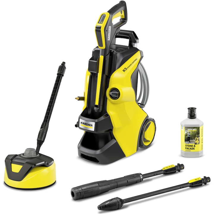 Aparat de spalat cu presiune Karcher K5 Power Control Home Flex, putere 2100 W, 145 bar presiune maxima, 500 l/h debit maxim, furtun presiune PremiumFlex 10 m, sistem Plug 'n' Clean,perie exterior T5 , detergent exterior 0.5L, pistol G160Q Power Control