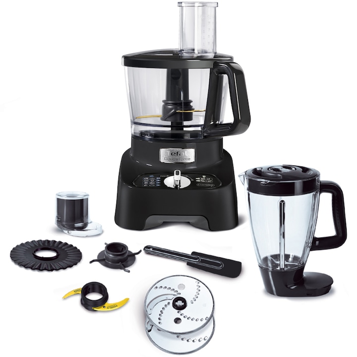 Robot de bucatarie Tefal Double Force DO821838, 1000W, tehnologie PowelixLife, bol capacitate 3L, blender capacitate 2L, sistem EasyLock, Negru