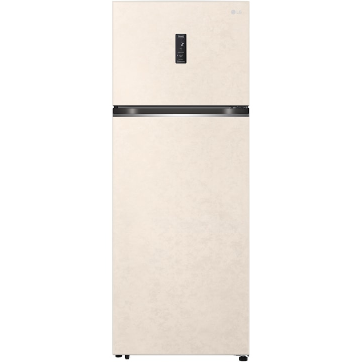 Frigider cu doua usi LG GTBV44SEBKD, 461 l, No Frost, Linear Cooling, Display, Compresor Inverter, WiFi, Iluminare LED, H 185 cm, Clasa E, Bej