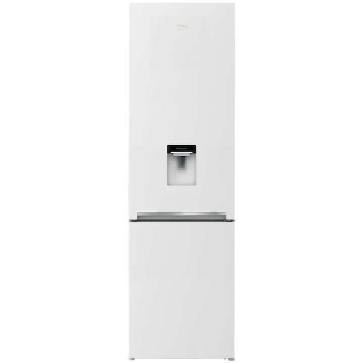 Combina frigorifica Beko RCSA406K40DWN, 386 l, Dozator apa, Usi reversibile, Iluminare LED, Termostat reglabil, Clasa E, H 202.5 cm, Alb