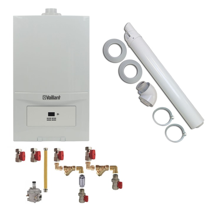 Centrala termica Vaillant VUW 236/7-2 eco tec Pure 23 kw, kit evacuare si kit montaj complet RTM
