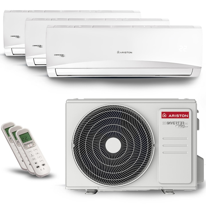Aparat de aer conditionat multisplit Ariston 2 x 9000 BTU, 1 x 12000 BTU, Prios 80 Trial XD0