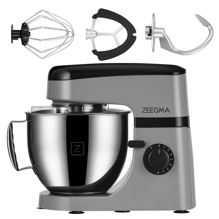 Robot de bucatarie Zeegma Plannet Mix, 1800W, 5L, 8 moduri automate, gri