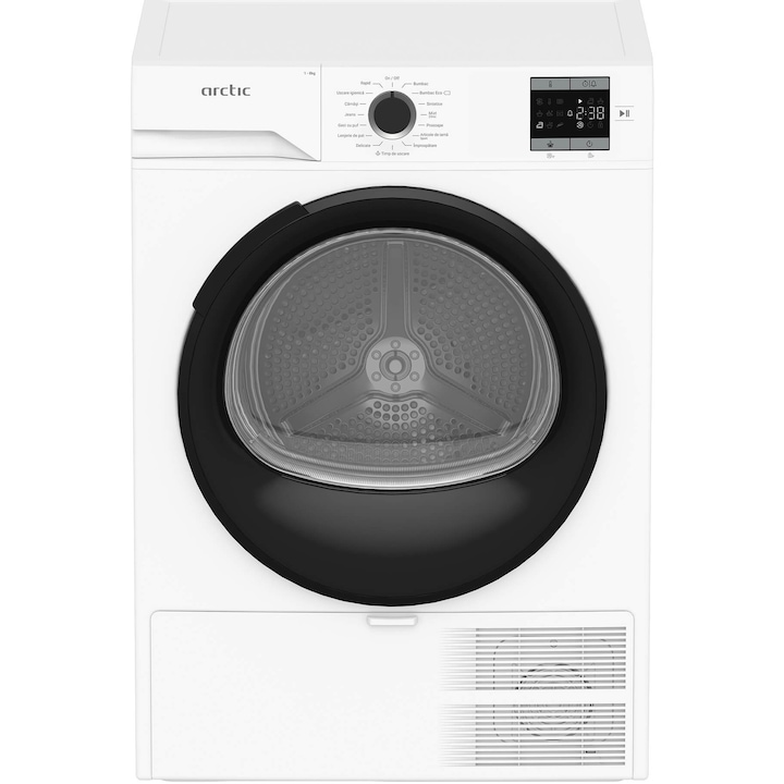Uscator de rufe ARCTIC A2T18239W, Pompa de caldura, 8 kg, 15 programe, Clasa D, alb