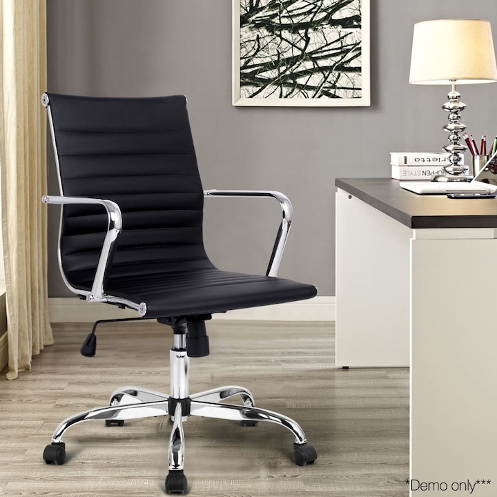 Scaun de birou ergonomic Kring Lear, PU, negru