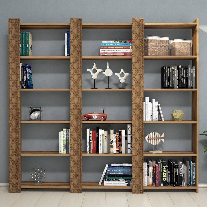 Biblioteca Hommy Craft, 184x24x170 cm, pal melaminat, Nuc