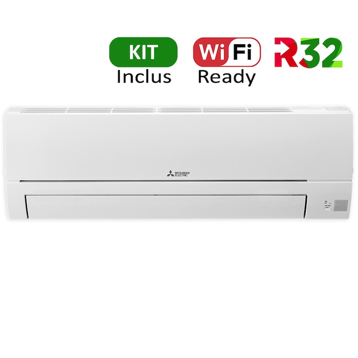 Aer conditionat Mitsubishi Electric MSZ-HR35VF / MUZ-HR35VF R32, Kit de instalare inclus, Inverter, 12000 BTU/h, Clasa A++, Filtru anti-praf, Functie Econo Cool, Timer Saptamanal, Auto-restart, Wi-Fi Ready