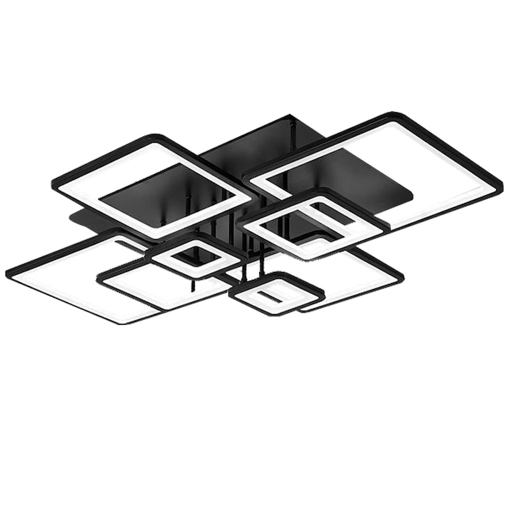 Lustra led negru cu Telecomanda 8876/8BK lumina calda rece si lumina naturala intensitate reglabila