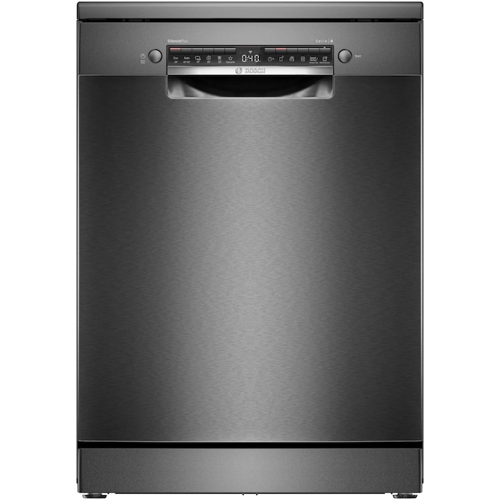 Masina de spalat vase Bosch SMS4EMC06E, 14 seturi, 6 programe, Home Connect, EfficientDry, Silence Plus, Motor EcoSilence Drive, Clasa B, 60 cm, Inox negru