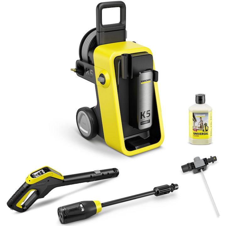 Aparat de spalat cu presiune Karcher K 5 Comfort Premium Connect *EU, putere 2100 W, presiune 145 bar, debit 500 l/h, pistol G180Q Connect, lance 4-in-1 Multi Jet, furtun 10 m, detergent universal RM 626 la 1 l