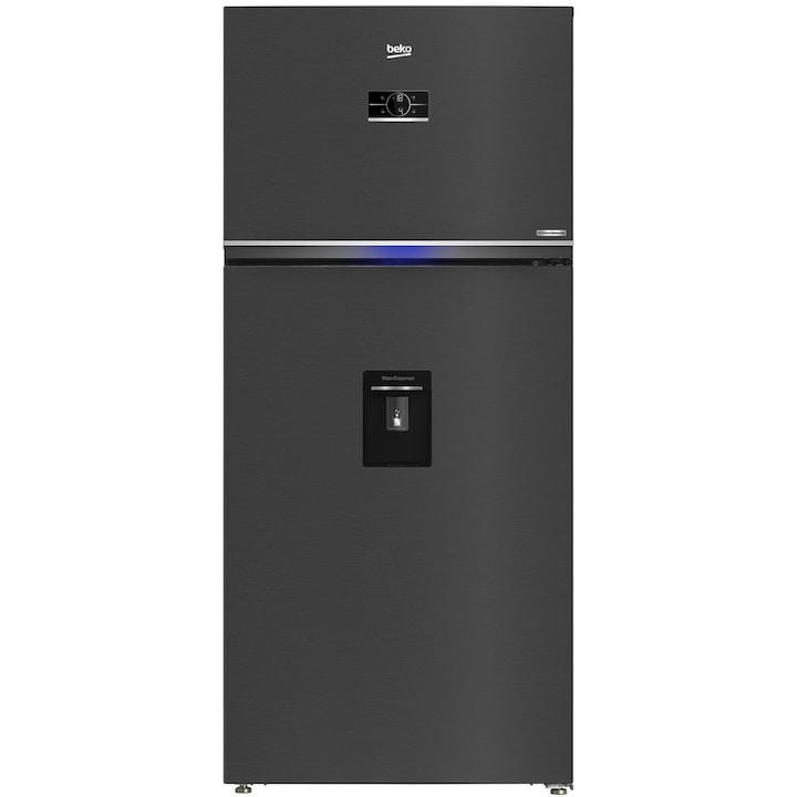 Frigider cu doua usi Beko RDNE650E40DZXBRN1, 630 l, Everfresh+, AeroFlow, Compresor ProSmart Inverter, Dozator apa, Clasa E, H 187,7 cm, Dark Inox