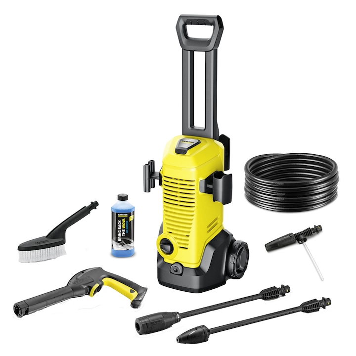Aparat de spalat cu presiune Karcher K 3 Car, 1600 W, 120 bar, 380 l/h debit maxim, furtun de presiune 6 m, pistol de inalta presiune G 120 Q, set curatare auto: perie pentru spalare, duza de spumare, detergent auto, 0.5 l