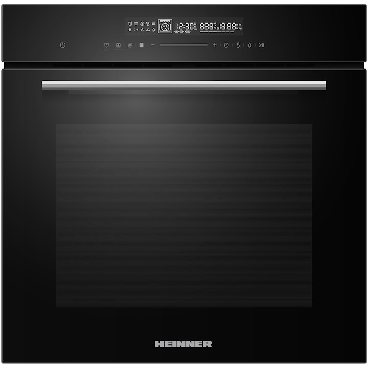 Cuptor incorporabil Heinner HBO-M7214GCDRC-GBK, Electric, 72 l, Autocuratare catalitica, Timer digital, Ddisplay touch, Grill, Air fry, iluminare, Blocare display, Clasa A+, Sticla neagra