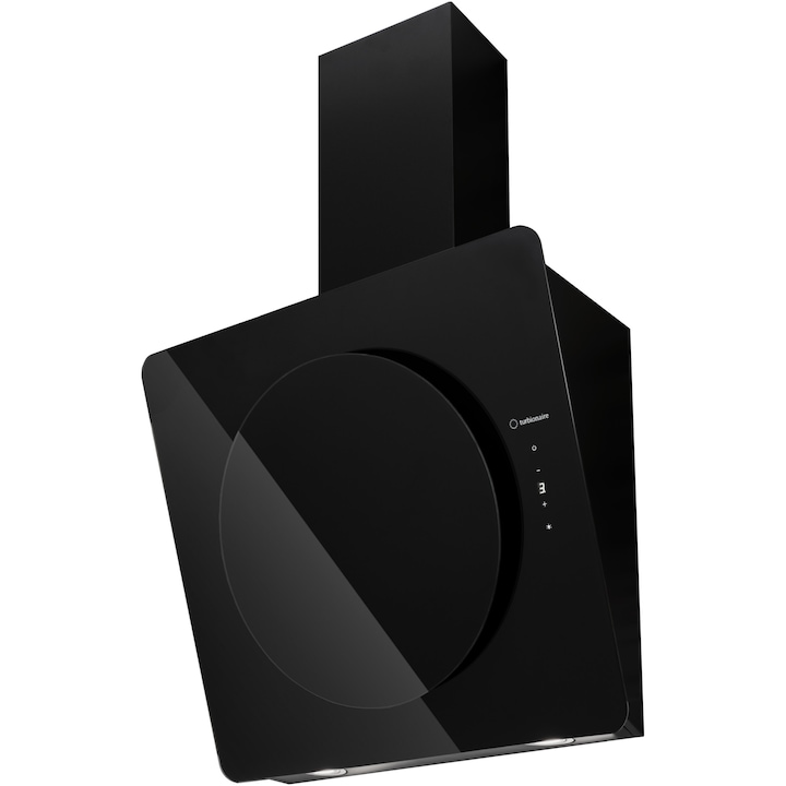 Hota Turbionaire Lisa TIS60WB, Putere de absorbtie 653 mc/h, Clasa A++, 60 cm, Motor brushless, Quick Timer, Display digital, Control tactil, Iluminare LED, Aspiratie circulara, 3 viteze+Boost, Negru
