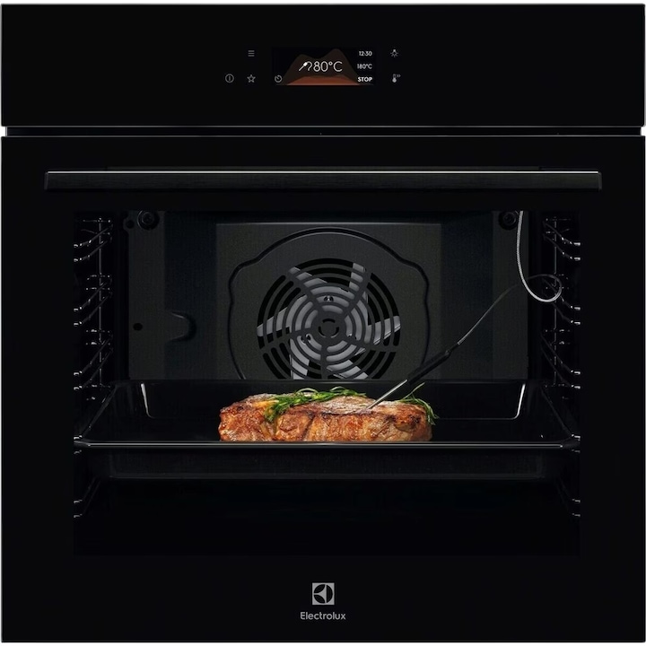 Cuptor incorporabil Electrolux LOE8P39Z, Electric,Autocuratare pirolitica, Control touch, 171 de programe predefinite, Senzor gatire, Inchidere amortizata a usii, volum net 72 L, Clasa A+, Sticla neagra