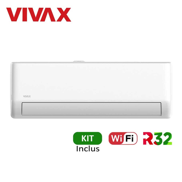 Aer Conditionat VIVAX ACP-12CH35AERI PRO, R-Design, R32, Wi-Fi, Kit de instalare inclus, AI Inverter, 12000 BTU/h, Ionizator, Flux de aer 3D, I Feel, Optimizat pentru incalzire, Auto Swing, Functionare Silentioasa, ecran LCD
