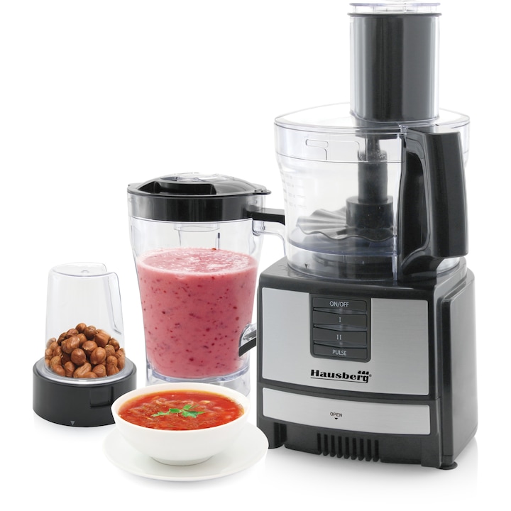 Robot de bucatarie 3 in 1 HB7522N, macinare, taiere, framantare si tocare, 600 W, Negru, multifunction food procesor