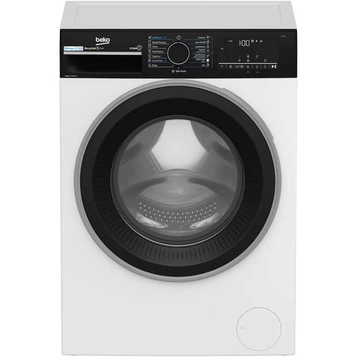 Masina de spalat rufe Beko B3WFU48415WBPBES, 8 kg, 1400 RPM, Clasa A, SteamCure, AddXtra, Motor ProSmart Inverter, AutoClean Detergent Drawer, Alb