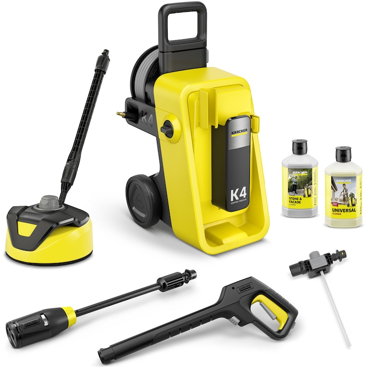 Aparat de spalat cu presiune Karcher K 4 Comfort Premium Home *EU, putere 1800 W, presiune 130 bar, debit 420 l/h, pistol G180Q COMFORT!Hold, lance 4-in-1 Multi Jet, furtun presiune 8 m, dispozitiv T 5, detergent piatra/fatade + detergent universal