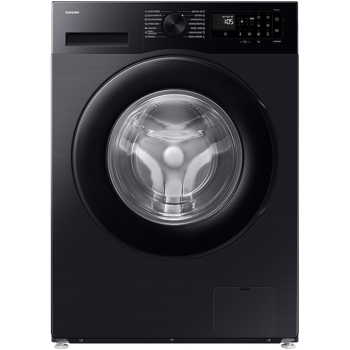 Masina de spalat rufe slim Samsung WW90DG5G34ABLE, 9 kg, 1400 rpm, Clasa A, AI Ecobubble, Super Speed 39, SpaceMax, Hygiene Steam, Smart Things, Digital Inverter Motor, Negru