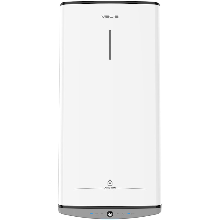 Boiler electric Ariston Velis Dune 50 EU, 1500W, 50 l, control electronic complet, Touch control, functie ECO EVO, protectie ioni de argint, anod de magneziu, rezervor emailat cu titan, Alb