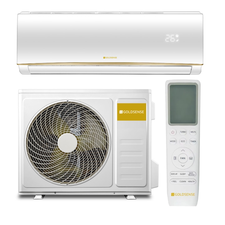 Aparat aer conditionat Goldsense ELITE, 18000 BTU/h, WiFi inclus, KIT Montaj inclus, filtru carbon, auto curatare, smart Air Flow, I Feel