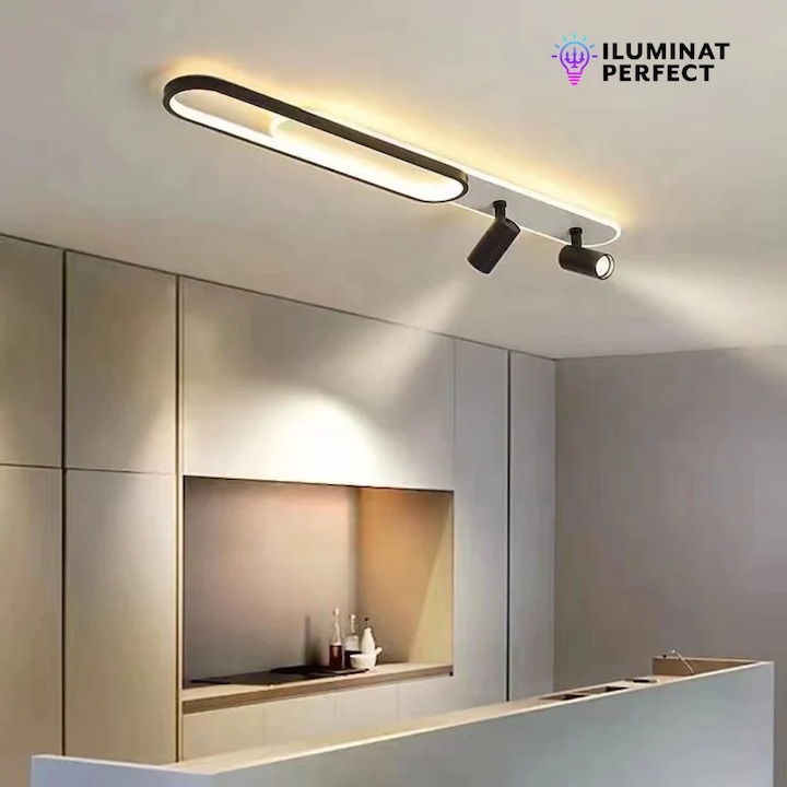 Lustra LED Carla 69 W, Dimabila, Negru, 80x23x12 Cm