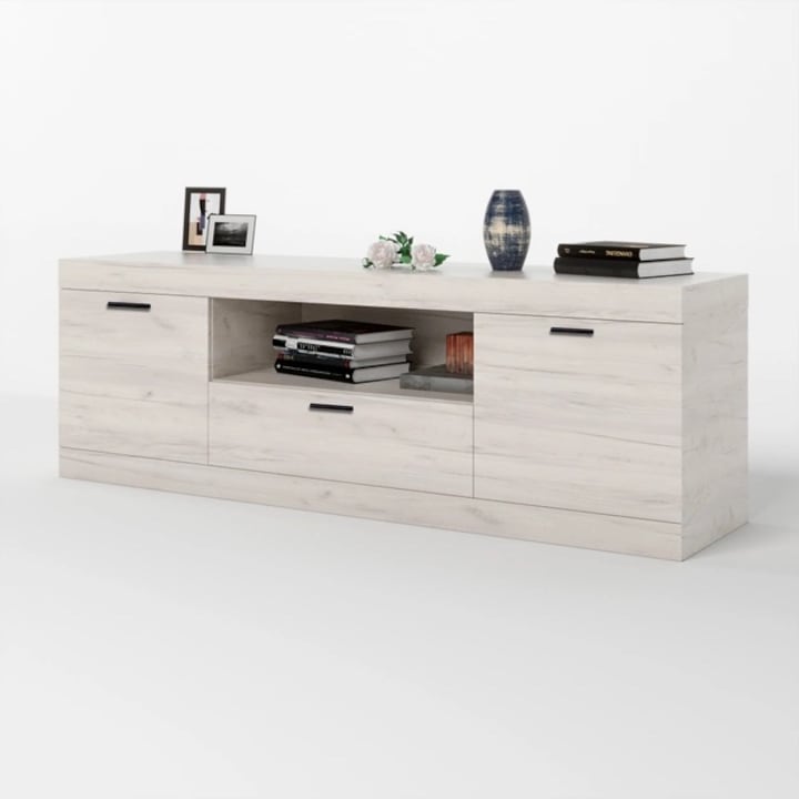 Comoda TV 1500 Sonata Everest, Stejar Craft Alb, 150 x 38 x 50 cm