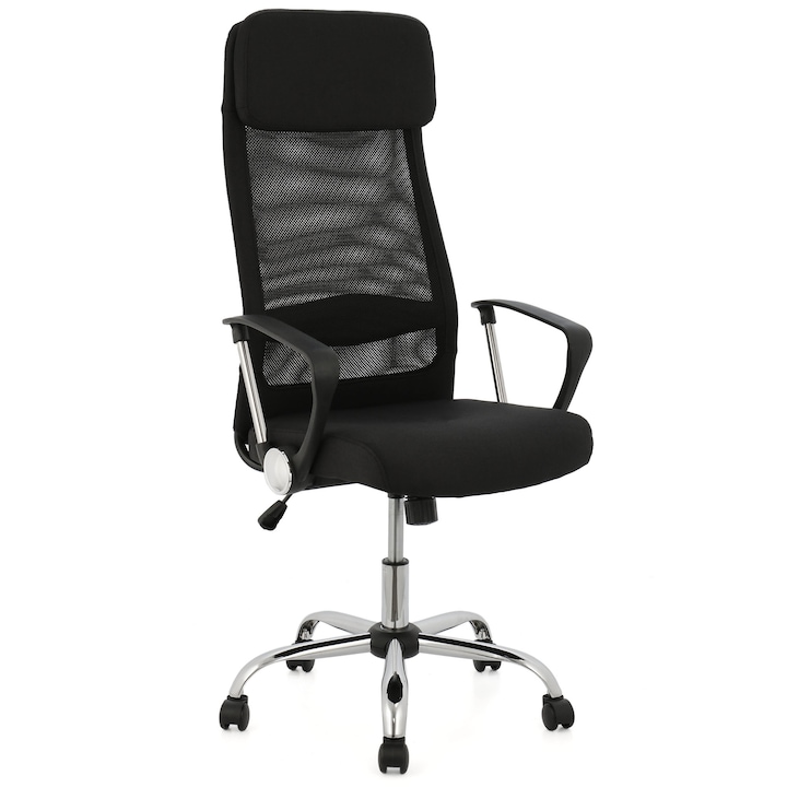 Scaun de birou ergonomic Kring Klaus, stofa + mesh, Negru