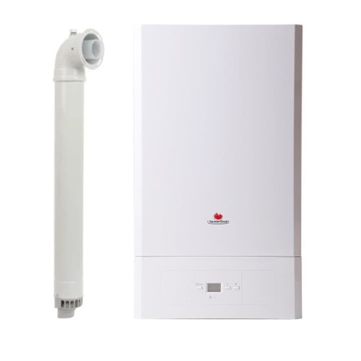 Centrala termica pe gaz in condensare Saunier Duval Semiatek Condens 22.4 kW, incalzire si ACM, schimbator de caldura din otel inoxidabil, Kit evacuare inclus