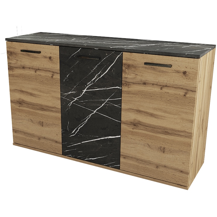 Comoda Irim Vilko, 138X42x75 cm, Culoare Stejar Dakota, Marmura Petra