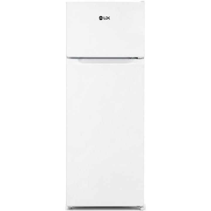 Frigider cu doua usi LDK LF 220W, Clasa E, Capacitate 211 l, Termostat ajustabil, Iluminare LED, H 124 cm, Alb