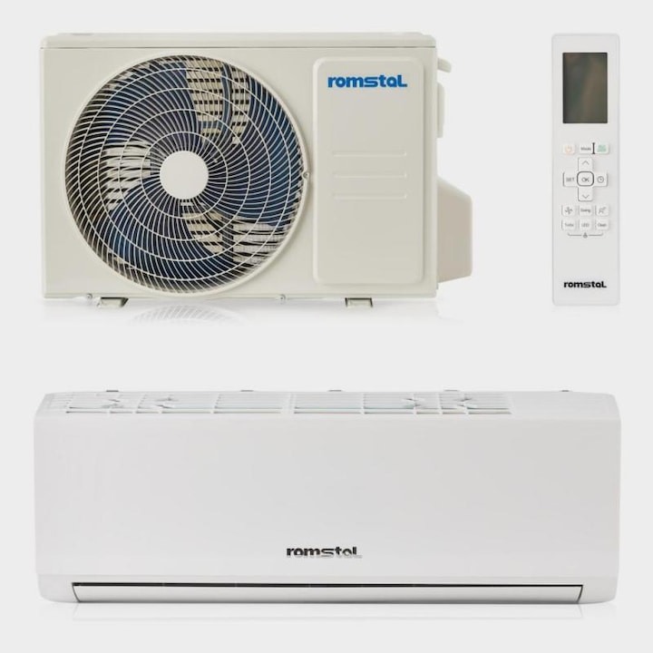 Aer conditionat, Romstal EcoVent 500, alb, monosplit, inverter,12000 BTU, R32, clasa A++/A+, Wi-Fi, fara kit