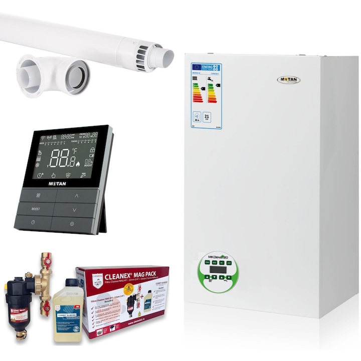 Set Centrala termica Motan MKDens 21/23kw + Pachet Cleanex AntiMagnetita + Termostat fara fir