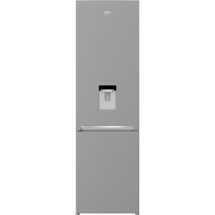Combina frigorifica Beko RCSA406K40DXBN, 386 l, Dozator apa, Usi reversibile, Iluminare LED, Termostat reglabil, Clasa E, H 202.5 cm, Argintiu