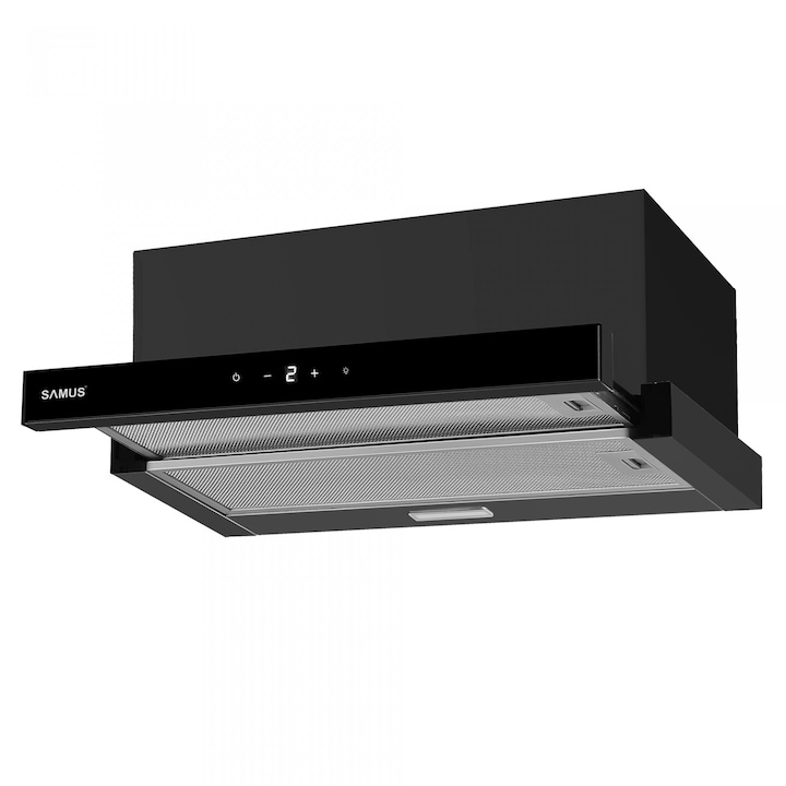 Hota incorporabila HS6032DTGB, 1 Motor, Latime 60 cm, Afisaj Led, Putere absorbtie 160-326 m3/h, 3 Trepte absorbtie, Touch Control, Negru