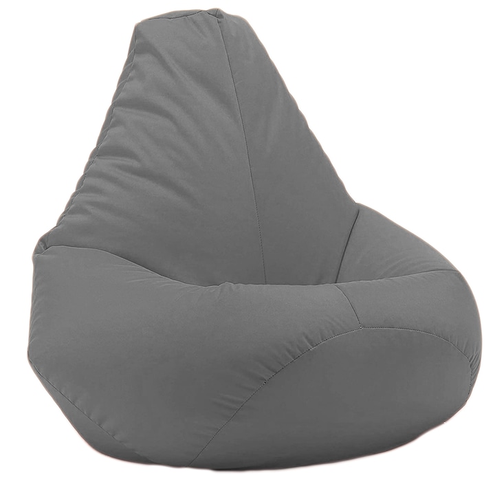 Fotoliu puf bean bag tip para Lazyboy ECO, cu maner, material impermeabil, husa detasabila, marime XL, culoare gri inchis