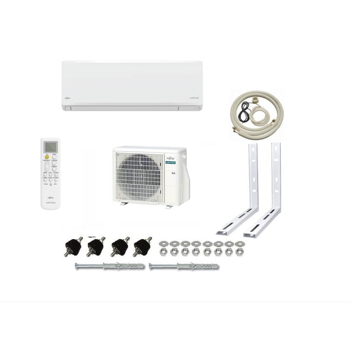 Aparat de aer conditionat Fujitsu ASEH12KNCA / AOEH12KNCA, inverter 12000 Btu, clasa energetica A++, design compact si elegant, kit complet montaj Sun Power Clima
