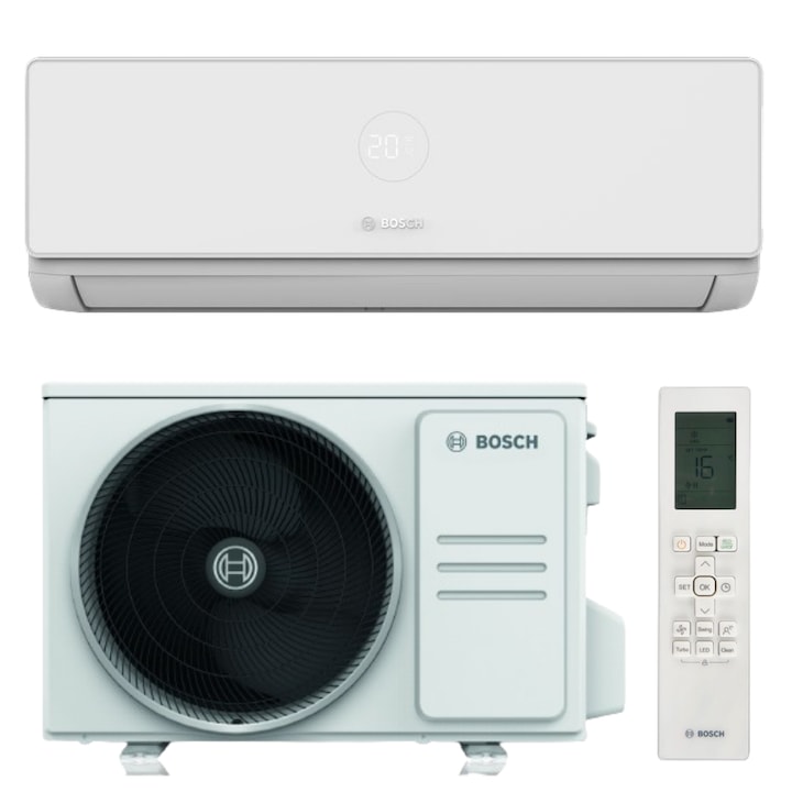 Aparat de aer conditionat Bosch Climate 4000i 35 E, 12000 BTU, Clasa A++/A++, Inverter, R32, Wi-Fi, Mod ECO, Ionizare, I-Clean, Alb