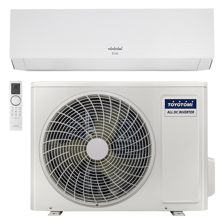 Aparat de aer conditionat Toyotomi-Japan ERAI Wi-Fi, Clasa A+++/A+++, Inteligenza artificiala, Ionizator, Active Carbon, Filtru HEPA, functie sterilizare, filtru antivirus, Self Clean la 56 grade C, autocuratare, alb, 12000BTU