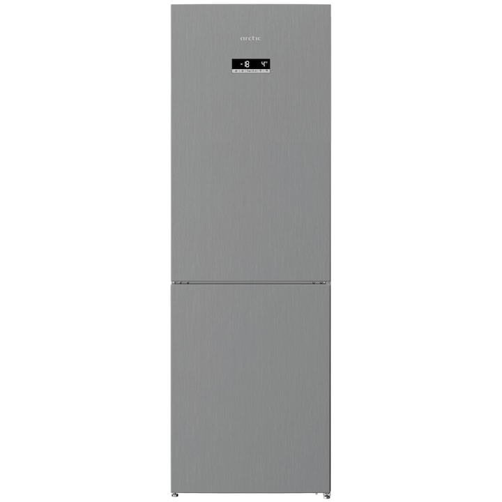 Combina frigorifica Arctic AK60366E40NFMT, 324 l, Full NoFrost, Control electronic, Air Flow Dual Tech, Clasa E, H 185 cm, Argintiu