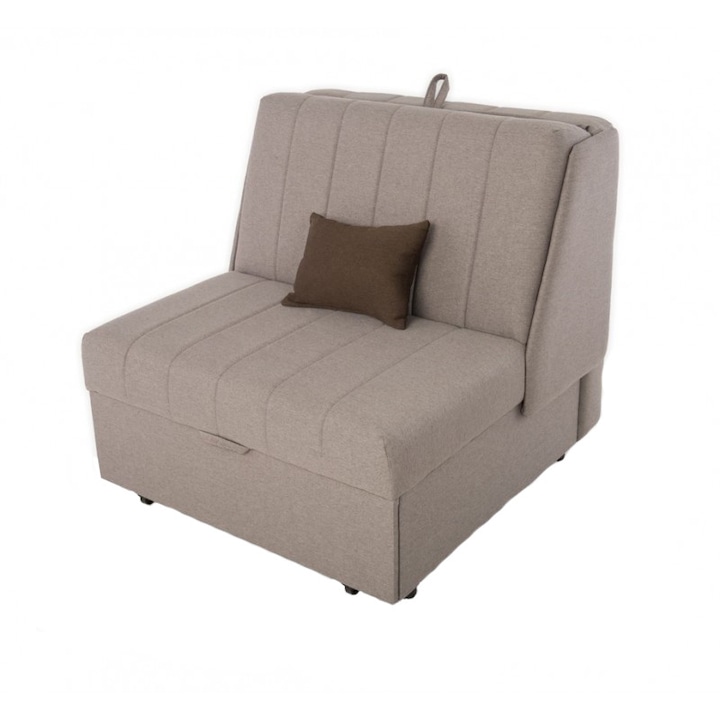 Fotoliu extensibil Smart Living Studio Casa, Suprafata extins 80 x 195 x 50 cm, Material Textil, Cadru de lemn, Bej