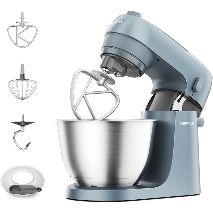 Robot de bucatarie Kenwood Go KZM35.000GY, 800W, vas inox 4L, carcasa metalica, 6 trepte viteza + Turbo, 3 accesorii patiserie, lingura masurare, albastru
