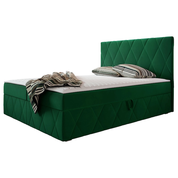 Pat matrimonial Tebsilo 160x200, MIRJAN 24, verde, 163x206x112 cm