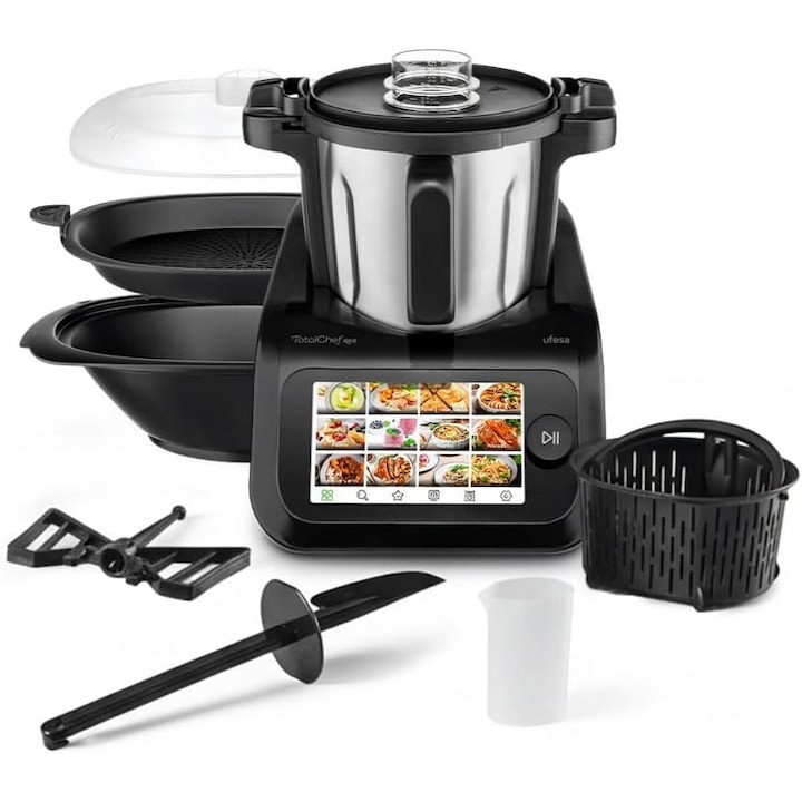 Robot de Bucatarie Multifunctional Inteligent Ufesa TotalChef RK6, WiFi, Ecran 7", 30 Functii, 15 Programe Automate, Vas Inox 3, 5 L