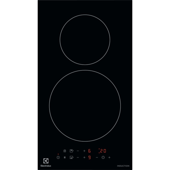 Plita incorporabila Electrolux LIT30230C, Inductie, 2 zone de gatit, Power boost, Control touch, 29 cm, Negru
