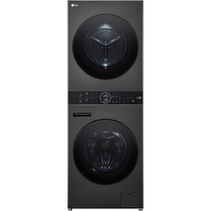 Masina de spalat rufe cu uscator LG WT1210BBF, Spalare 12 kg, Uscare 10 kg, 1400 RPM, Steam, TurboWash 360, Clasa A/C, Negru/Negru