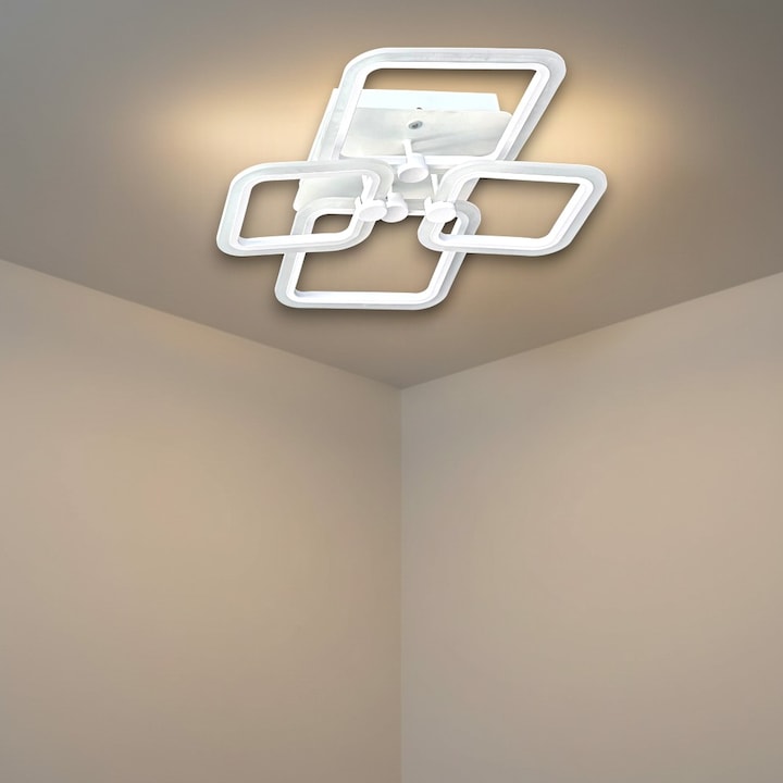 Lustra LED Delight, model Hebe, 73W, cu telecomandă, 4 brațe, 3 culori
