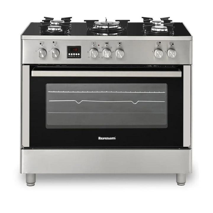 Aragaz Gazo-electric Ravanson KWGE-K90 Inox, sticla, 2 arzatoare